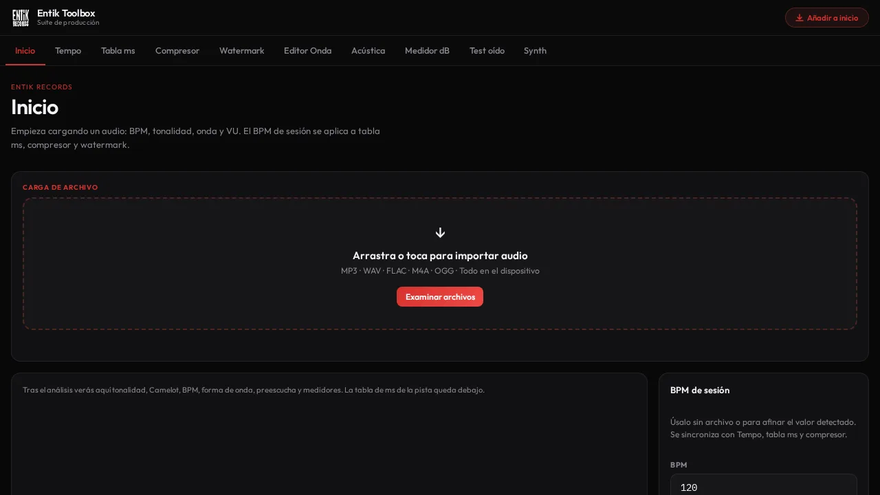 Entik Toolbox — Herramientas para automatizar procesos musicales, gestionar contenido y apoyar a artistas.