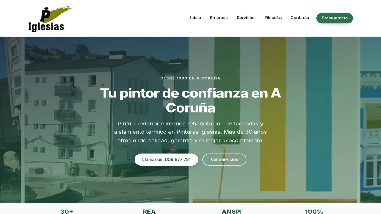 Pinturas Iglesias — Empresa de pintura y rehabilitación en A Coruña: web corporativa profesional.